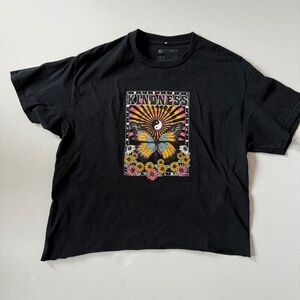 Cropped Black Tee Butterfly & Kindness